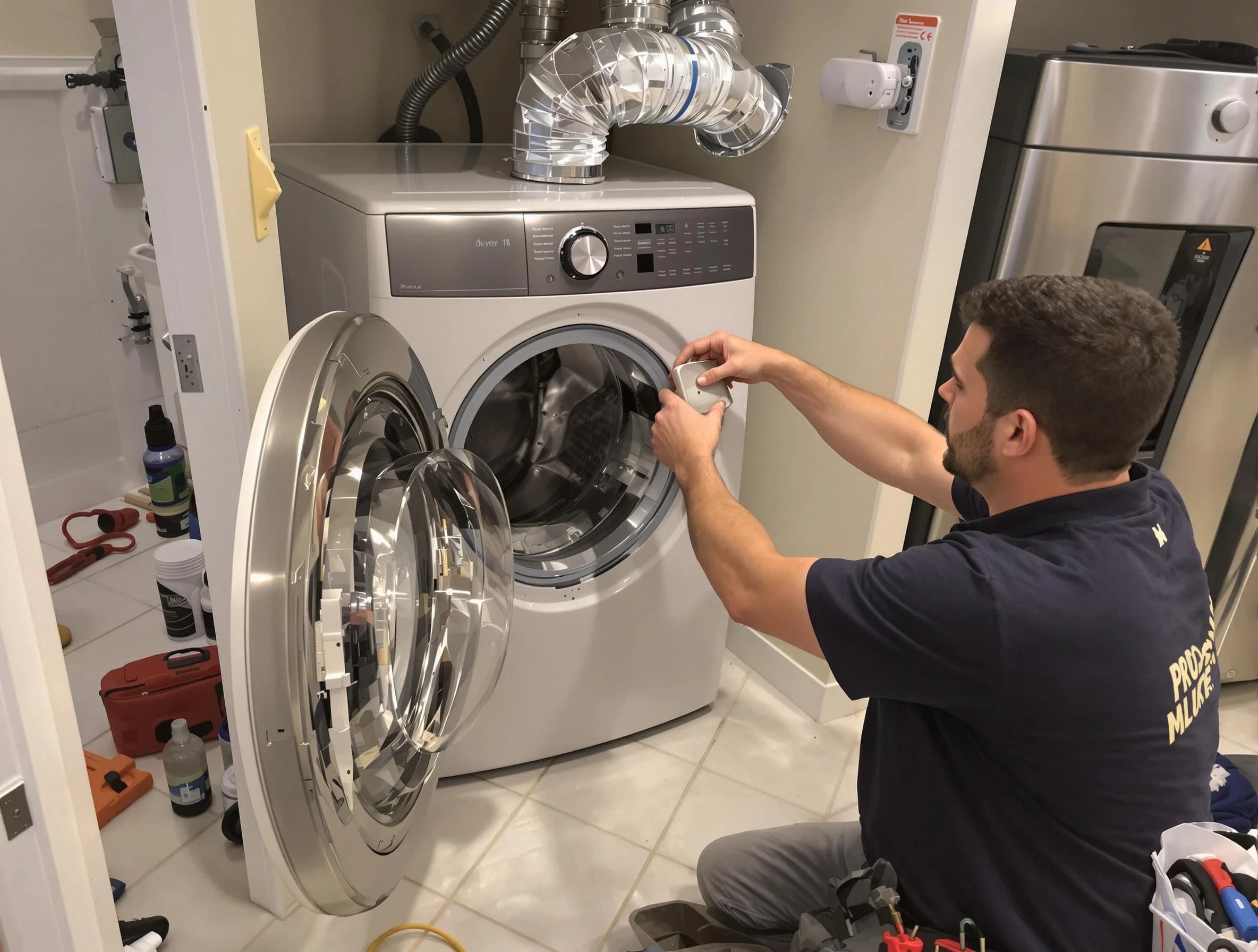 Hartsville Dryer Vent Cleaning technician performing precise dryer vent hose installation in Hartsville